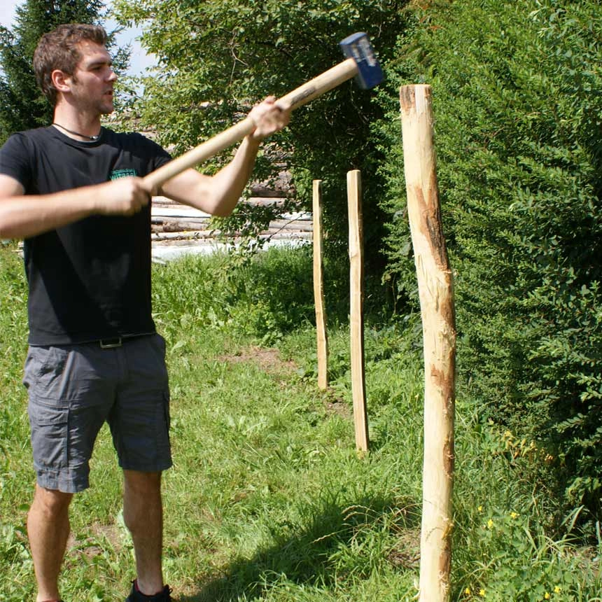 Round tree post made of acacia wood